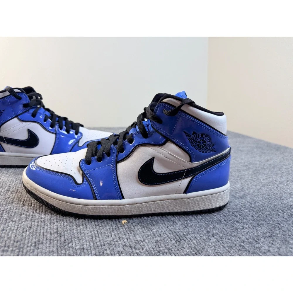 Nike Air Jordan 1 Mid SE Signal Blue Black White Men 9.5 DD6834-402